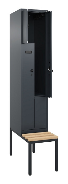 C+P Z-Spind Evolo PLUS, Bank, 2 Fächer, 2120x400x815mm, 7016/7016, Drehriegel, Sitzfläche Buche-Hartholz, Sitzbank, 0490537-122 S10013