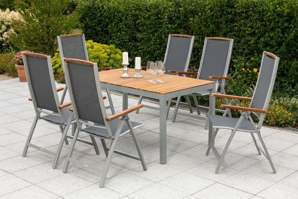 Merxx Siena Set 7-teilig, 6 Siena Klappsessel, 1 Tisch 150 x 90 cm, Tischplatte aus Akazienholz, 50237-219