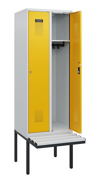 C+P Spind Evolo PLUS, 2 Abteile, 1950x600x815mm, 7035/1004, Zylinderschloss, Material Sitzfläche Kunststoff, 0490405-20 S10081