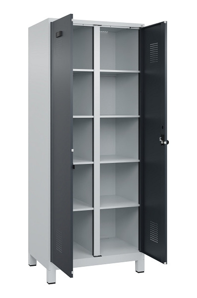 C+P Wäsche-Spind Evolo PLUS, mit Füßen, 2 Abteile, 1950x800x500mm, 7035/7016, Verschluss Drehriegel, 049012-22B S10012