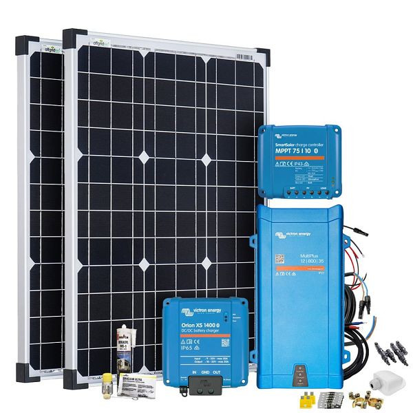 Offgridtec Mobil VeCore S 100W Wohnmobil Solaranlage inkl. MultiPlus 12/800/35 Wechselrichter, Batterieladegrät und Laderegler - weiß, 4-01-023895-002
