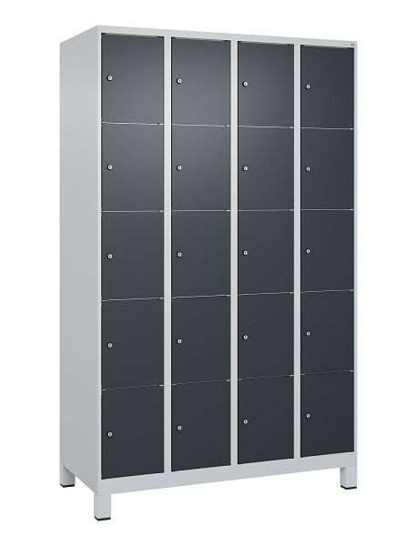 C+P Schließfachschrank Classic PLUS, Füße, 4 Abteile, 1950x1200x500mm, 7035/7016, 080010-405 S10008