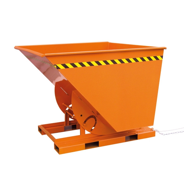 Eichinger Industrie Kippbehälter in hoher Bauhöhe, quer zur und in Fahrtrichtung kippbar, 1000 kg, 300 Liter, reinorange, 20130400000000
