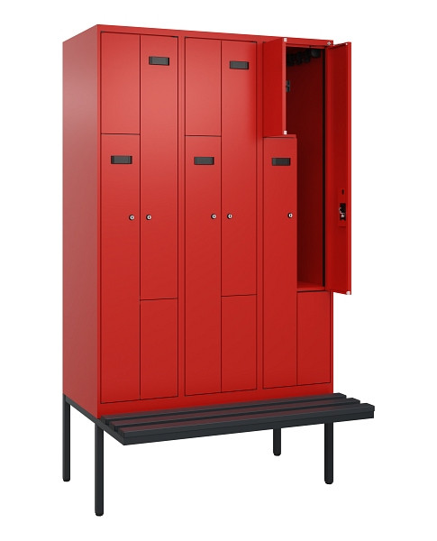 C+P Z-Spind Evolo PLUS, Bank, 6 Fächer, 2120x1200x815mm, 3020/3020, Zylinderschloss, Material Sitzfläche Kunststoff, 0490437-326 S10106