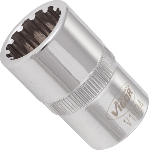 VIGOR Multiprofil Steckschlüsseleinsatz, Vierkant hohl 12,5 mm (1/2 Zoll), Multiprofil, 16 mm, VE: 10 Stück, V1994