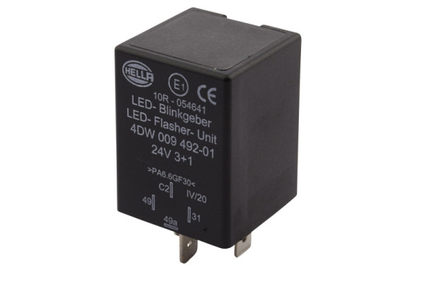 HELLA Blinkgeber, 24V, 4-polig, gesteckt, elektrisch, LED, mit Halter, 4DW 009 492-011