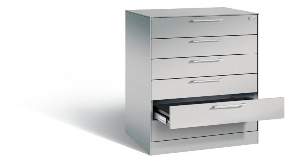 C+P Karteischrank Asisto, H1010xB800xT600mm, Farbe: Weißaluminium, Bügelgriff, 146243-600 S10001