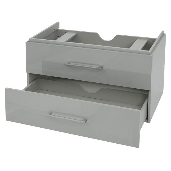 Mendler Premium Waschbeckenunterschrank HWC-D16, Waschtischunterschrank Waschtisch Badmöbel, hochglanz 90cm, grau, 62265
