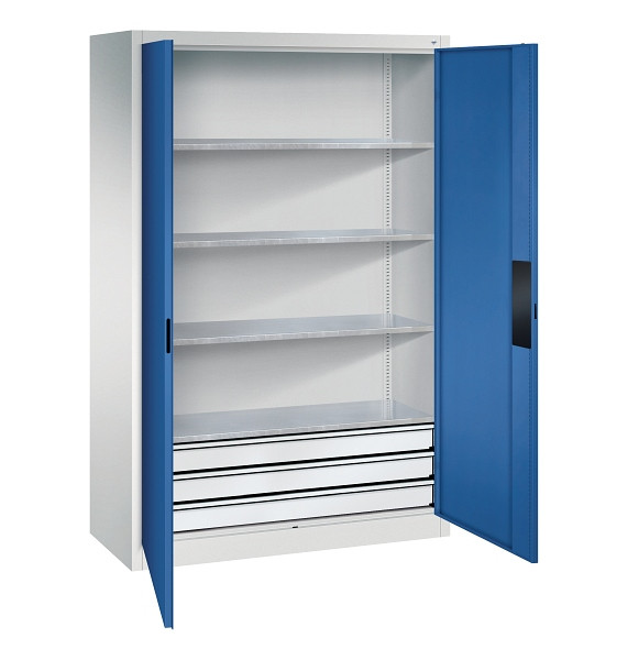 C+P Werkzeugschrank Acurado, H1950xB1200xT500mm, 7035/5010, 3 Einlegeböden, Traglast 110 kg, 8931-523 S10168