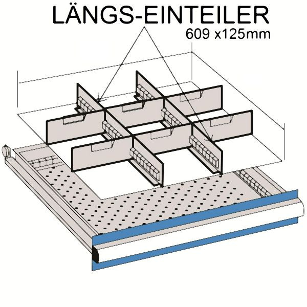 Metra Längs-Einteiler für 609 x 125mm, 10419, 4250417704190