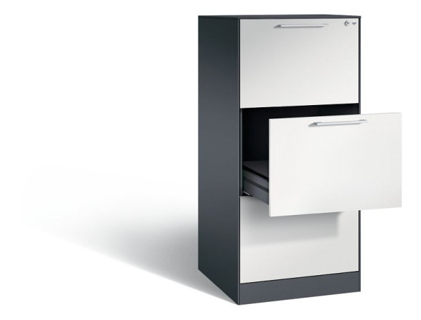 C+P Karteischrank Asisto, H1310xB562xT600mm, Farbe: Schwarzgrau / Lichtgrau, Bügelgriff, 146224-322 S10055