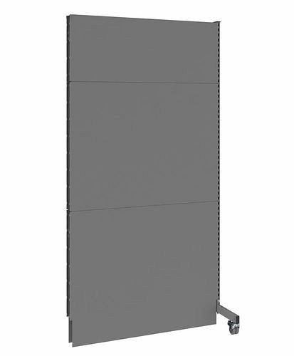 DENIOS Mobile Akustik Trennwand, Anbaufeld, B 1250, H 2500 mm, Akustik-Lochblech einseitig, grau, 293079