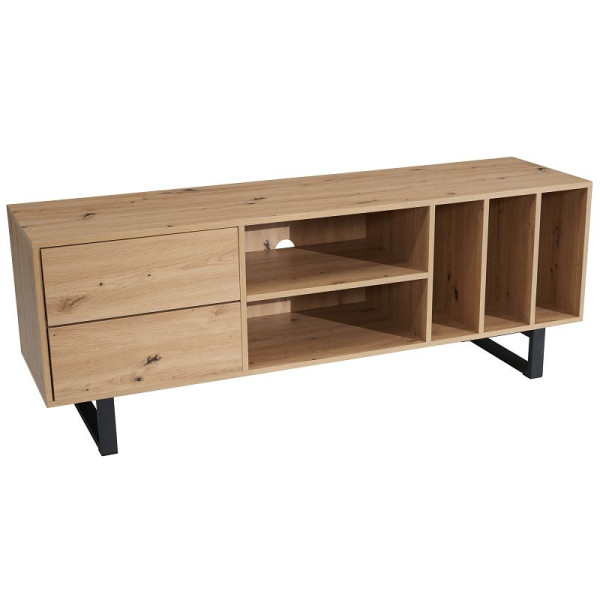 Wohnling Lowboard Eiche-Dekor 150x55x40 cm TV-Kommode Modern, Fernsehtisch mit Schubladen & Regal, WL6.813
