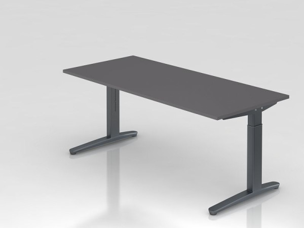 Hammerbacher Schreibtisch C-Fuß 180x80cm Graphit/Graphit, Rechteckform, VXB19/G/GG