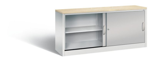 C+P Sideboard mit Schiebetüren Acurado, H720xB1600xT400mm, Farbe: Lichtgrau / Weißaluminium, Bügelgriff, 2 OH, 5724-00 S10440