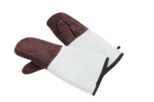 Schneider Backhandschuhe Leder mit Stulpen LADY-Größe, 450 mm, braun, 1 Paar, mit Stulpen-grau, 310115