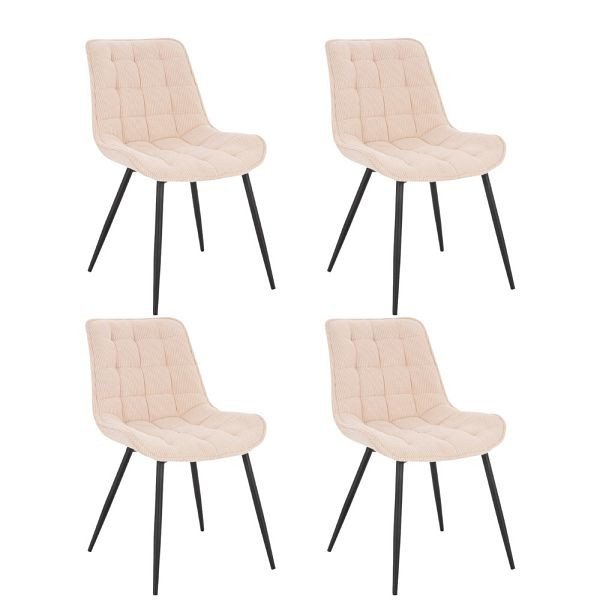 HOME DELUXE Polsterstuhl Esszimmer 4er Set IKALO – Cord Creme, 50862