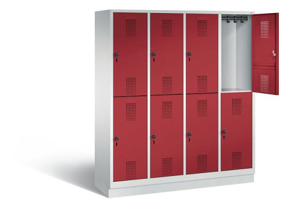 C+P Spind doppelstöckig Evolo, H1800xB1590xT500mm, Farbe: Lichtgrau / Rubinrot, 48320-42 S10074