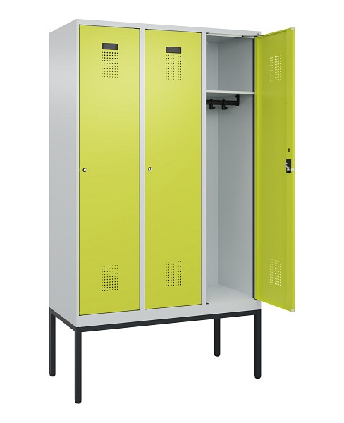 C+P Spind Evolo PLUS, Gestell, 3 Abteile, 2120x1200x500mm, 7035/0024, Verschluss Zylinderschloss, Ablageböden 3, 0490307-32 S10042