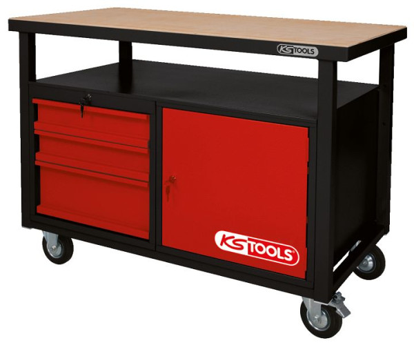 KS Tools Fahrbare Werkbank mit 3 Schubladen und 1 Tür, 865.0101