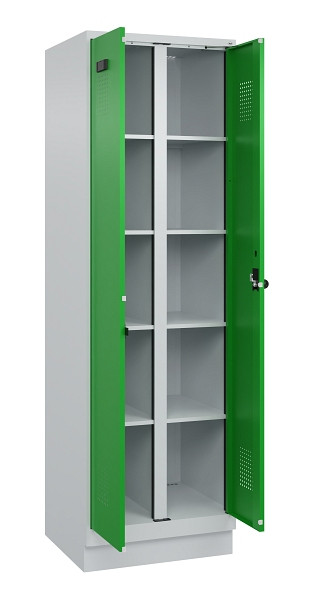 C+P Wäsche-Spind Evolo PLUS, mit Sockel, 2 Abteile, 1950x600x500mm, 7035/6037, Verschluss Drehriegel, 049022-20B S10011