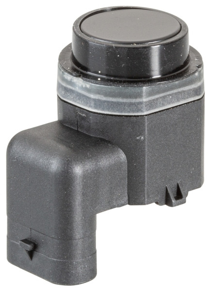 HELLA Sensor, Einparkhilfe, gewinkelt, 3-polig, gesteckt, lackierbar, mit Befestigungsring, 6PX 358 141-081