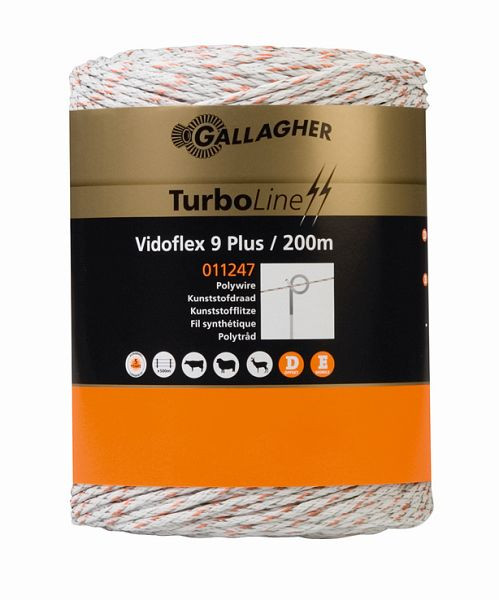 Gallagher Vidoflex 9 TurboLine Plus 200m weiß Kunststofflitze, 011247