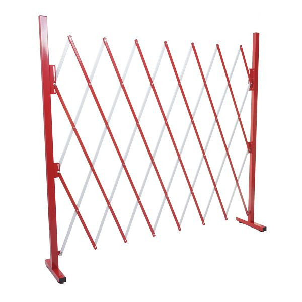 Mendler Absperrgitter HWC-B34, Scherengitter Zaun Schutzgitter ausziehbar, Alu rot-weiß, Höhe 153cm, Breite 28-200cm, 64791