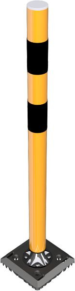 Schake Kickback Poller Ø 60 mm, mit Grundplatte zum Aufdübeln Quick Release, gelb mit schwarzen Streifen, 4261BG