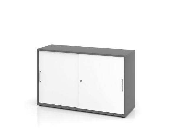 Hammerbacher Schiebetürschrank 1752S BS, 2 OH, Korpus: Graphit / Front: Weiß, 120 x 40 x 74,8 cm (BxTxH), V1752S/G/W/BS