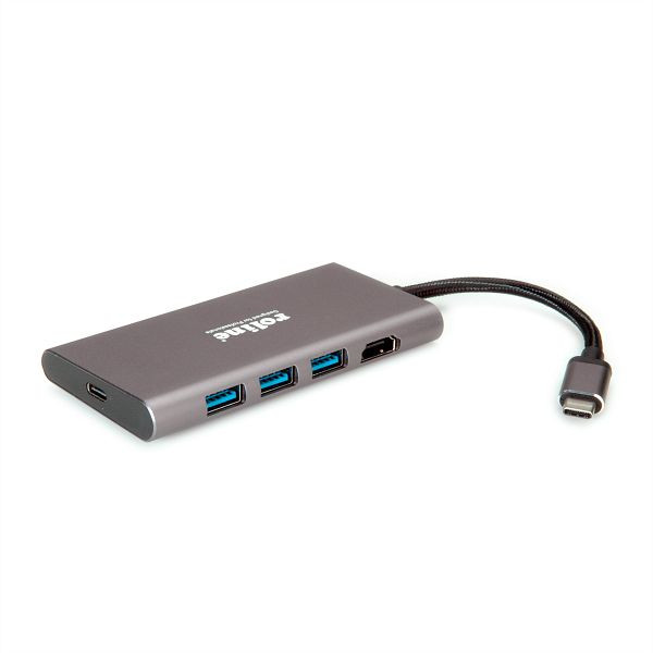 ROLINE USB Typ C Dockingstation, 4K HDMI, 3x USB 3.2 Gen 1,1x SD/MicroSD Karten, 12.02.1115