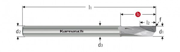 Karnasch CVD Einzahnfräser d= 12,0 / l2=20 rechtsspirale-rechtsschneidend, 296510120020