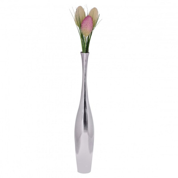 Wohnling Deko Vase groß BOTTLE S Aluminium modern mit 1 Öffnung in Silber, Hohe Alu Blumenvase handgefertigt, Große Dekovase für Blumen, WL1.919