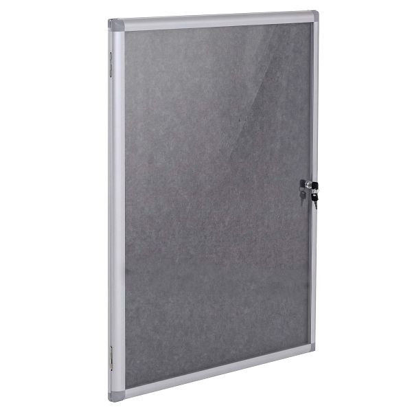 Mendler Schaukasten HWC-Q51, Memoboard Pinnwand mit Filzoberfläche, Aluminium abschließbar inkl. Zubehör 95x68x7cm, grau, 122959