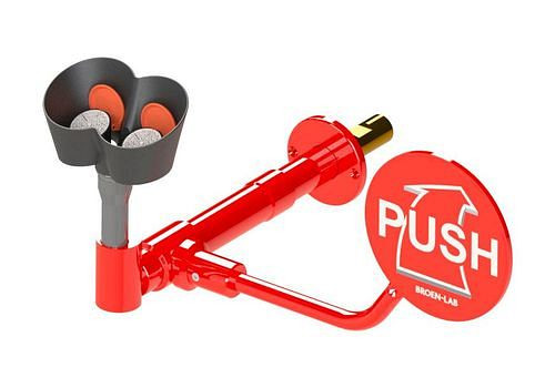 B-SAFETY Augendusche mit 2 Brauseköpfen 45°, rot, beplankt Wandmontage Durchführung, DVGW, 306253