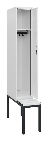 C+P Spind Evolo PLUS, 1 Abteil, 1950x300x815mm, 9016/9016, Zylinderschloss, Material Sitzfläche Kunststoff, Sitzbank, 0490505-10 S10101