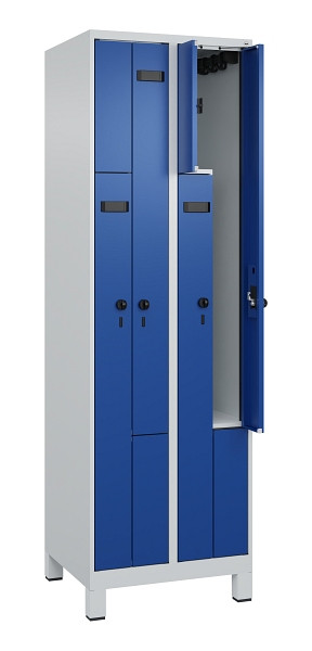 C+P Z-Spind Evolo PLUS, Füße, 4 Fächer, 1950x600x500mm, 7035/5010, Drehriegel, 049013-204 S10013