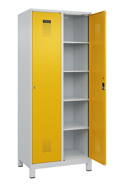 C+P Wäsche-Spind Evolo PLUS, mit Füßen, 2 Abteile, 1950x800x500mm, 7035/1004, Verschluss Zylinderschloss, Ablageböden 8, 049010-22B S10027
