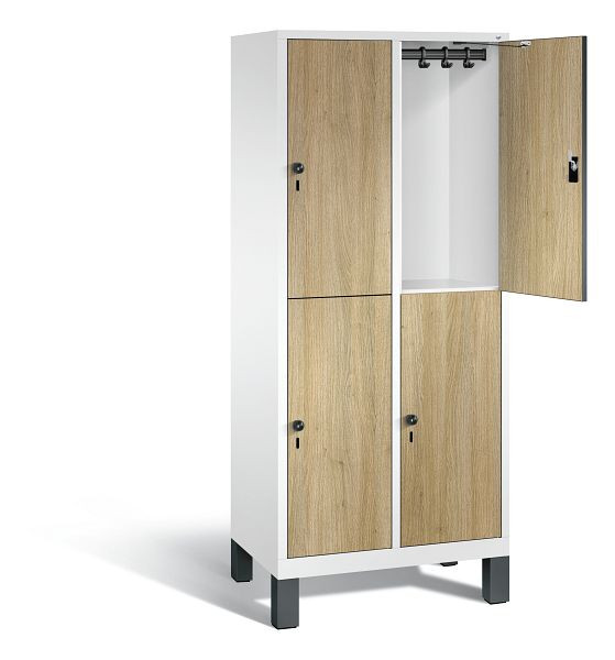 C+P Spind doppelstöckig Evolo, H1850xB810xT500mm, Farbe: Verkehrsweiß / Dekor Eiche Sereno, 48310-22 S10206