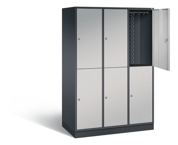 C+P Spind doppelstöckig XL Intro, H1950xB1220xT590mm, Farbe: Schwarzgrau / Weißaluminium, 8270-303 S10046