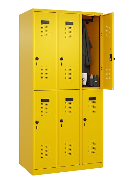 C+P Doppelstöckiger Spind Evolo PLUS, 6 Fächer, 1850x900x500mm, 1023/1023, Drehriegel, 049300-30 S10022