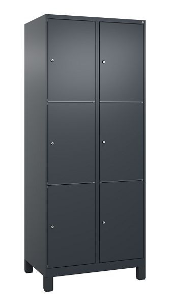 C+P Schließfachschrank Classic PLUS, Füße, 2 Abteile mit je 3 Fächern, 1950x800x500mm, 7016/7016, 080010-223 S10015