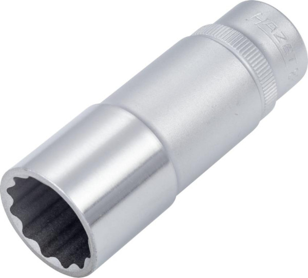 Hazet Steckschlüsseleinsatz, Doppelsechskant, Vierkant hohl 10 mm (3/8 Zoll), 18 mm, Lange Ausführung Mit Rändelung, 880TZ-18