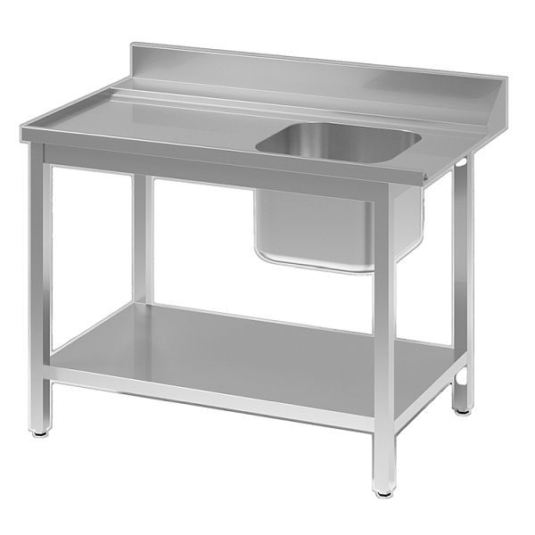 Gastro-Inox Spültische aus Edelstahl AISI 304 mit Becke/Anschluss rechts, 1400(L)x700(T)x900(H)mm, 305.078