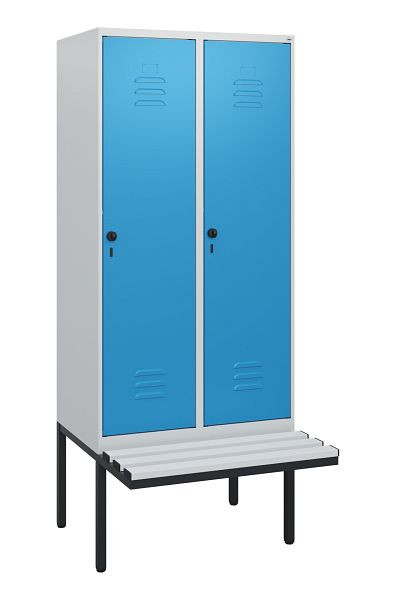 C+P Umkleidespind Classic PLUS, 2 Abteile, 1950x800x815mm, 7035/5012, Drehriegel, 0800405-22 S10034