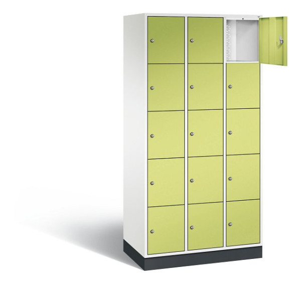 C+P Schließfachschrank Intro, H1950xB920xT490mm, Farbe: Verkehrsweiß / Viridingrün, 8570-301 S10214