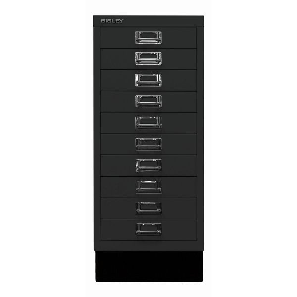 Bisley MultiDrawer™, Inkl. Sockel, DIN A4, 10 Schubladen, 133 schwarz antibakteriell, L2910S133