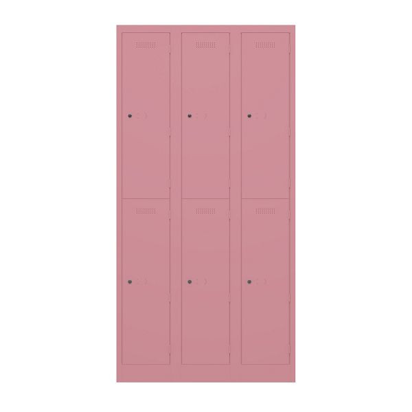 Bisley Garderobenschrank Primary Locker, 3 Abteile mit je 2 Fächern übereinander, 601 pink, PL3050T2601