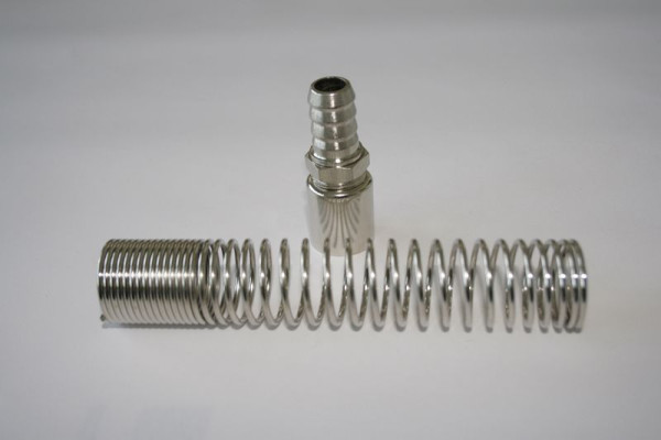 ELMAG Drehbarer Anschluß für PU-Schlauch, AG 3/8' / S 13x19 mit Knickschutzfeder (Schlauchmontage mit Quetschhülse), 42494