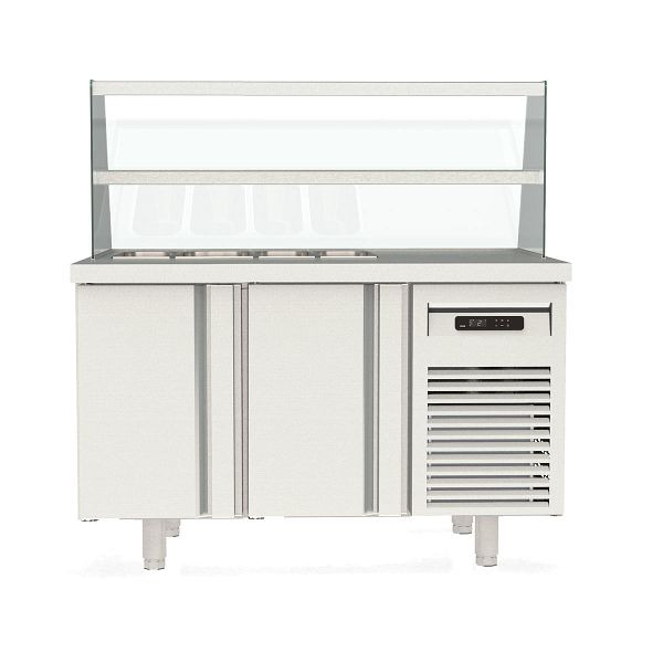 Vaiotec TOPLINE Kebabstation 700 / 2-fach mit Türen, Glasaufsatz mit Zwischenetage, GN 1/3, Breite: 1345 mm, 11607